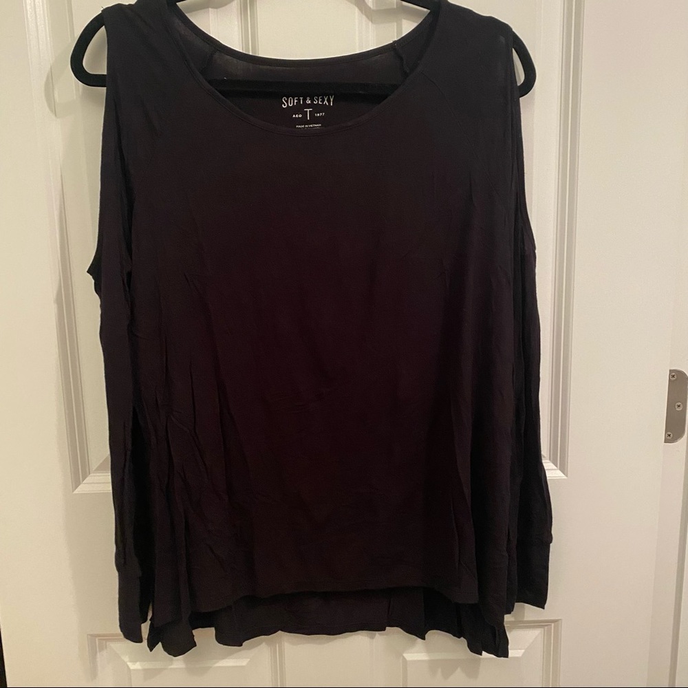 Black cold shoulder top